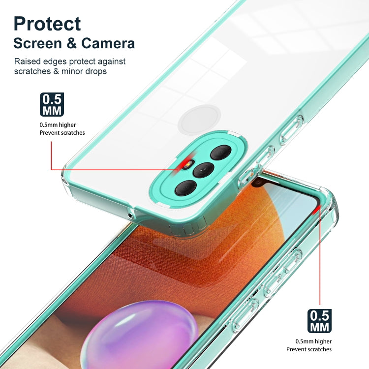 For Motorola Moto G Power 2022 3 in 1 Clear TPU Color PC Frame Phone Case