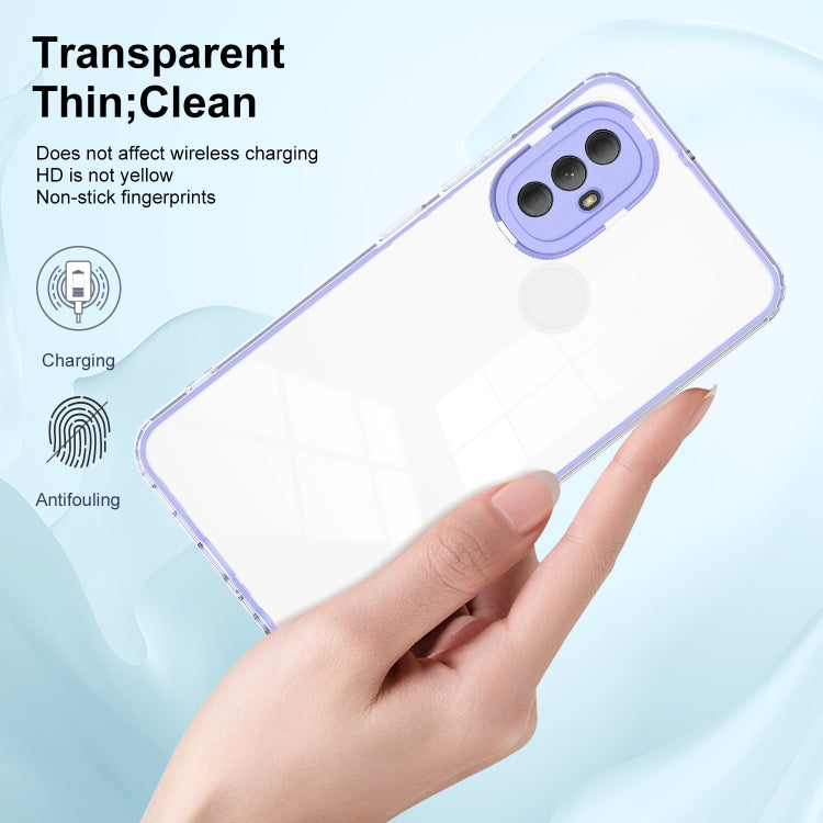 For Motorola Moto G Power 2022 3 in 1 Clear TPU Color PC Frame Phone Case