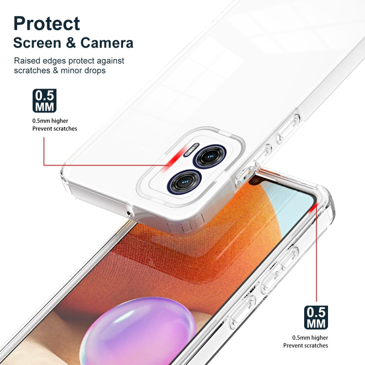 For Motorola Moto G73 3 in 1 Clear TPU Color PC Frame Phone Case