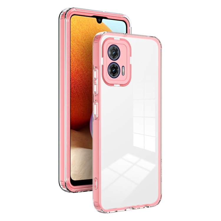 For Motorola Moto G73 3 in 1 Clear TPU Color PC Frame Phone Case