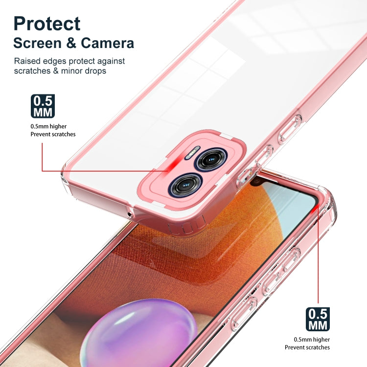 For Motorola Moto G73 3 in 1 Clear TPU Color PC Frame Phone Case