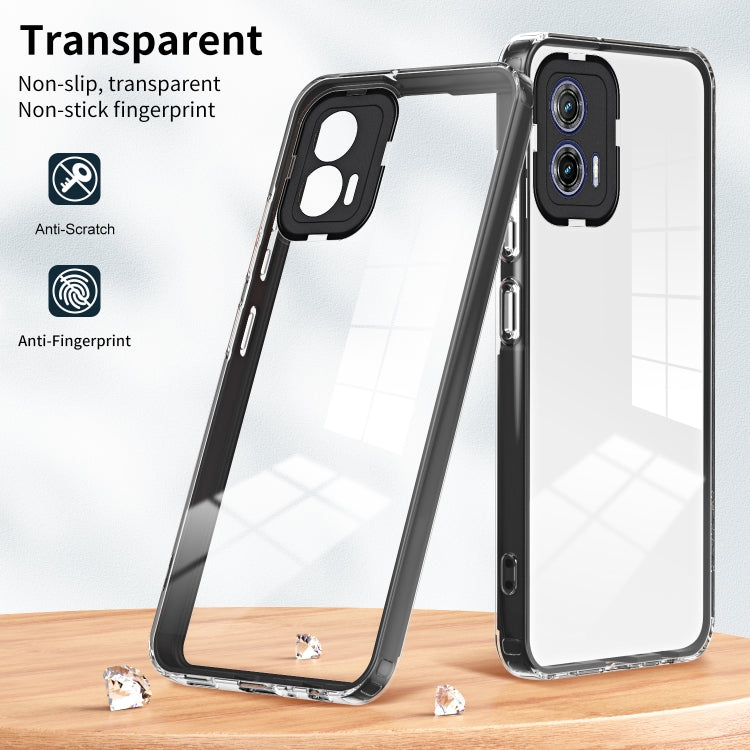 For Motorola Moto G73 3 in 1 Clear TPU Color PC Frame Phone Case