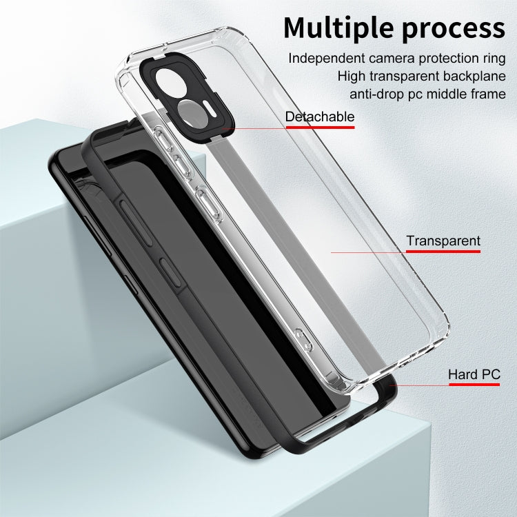 For Motorola Moto G73 3 in 1 Clear TPU Color PC Frame Phone Case
