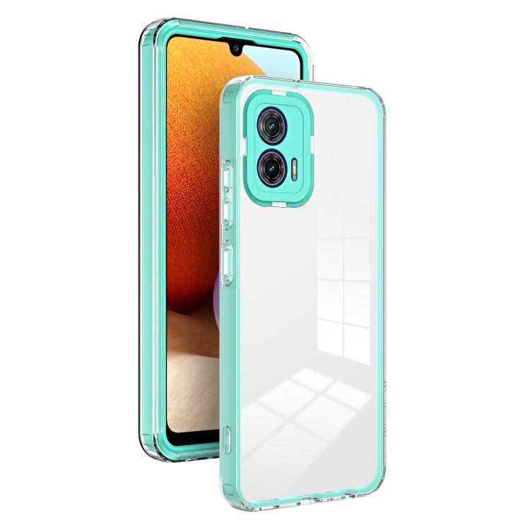 For Motorola Moto G73 3 in 1 Clear TPU Color PC Frame Phone Case