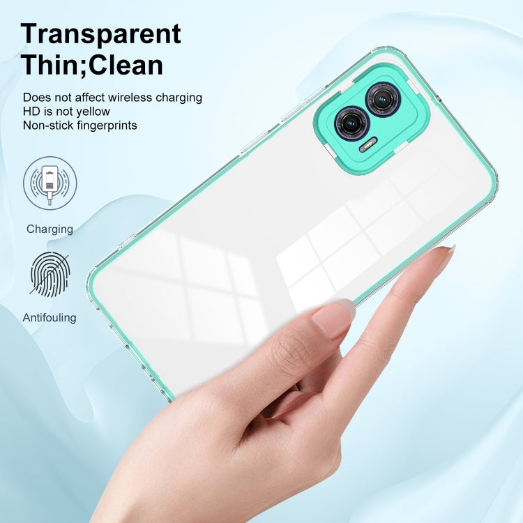 For Motorola Moto G73 3 in 1 Clear TPU Color PC Frame Phone Case