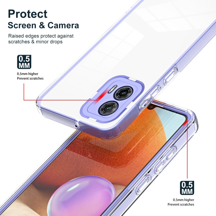 For Motorola Moto G73 3 in 1 Clear TPU Color PC Frame Phone Case
