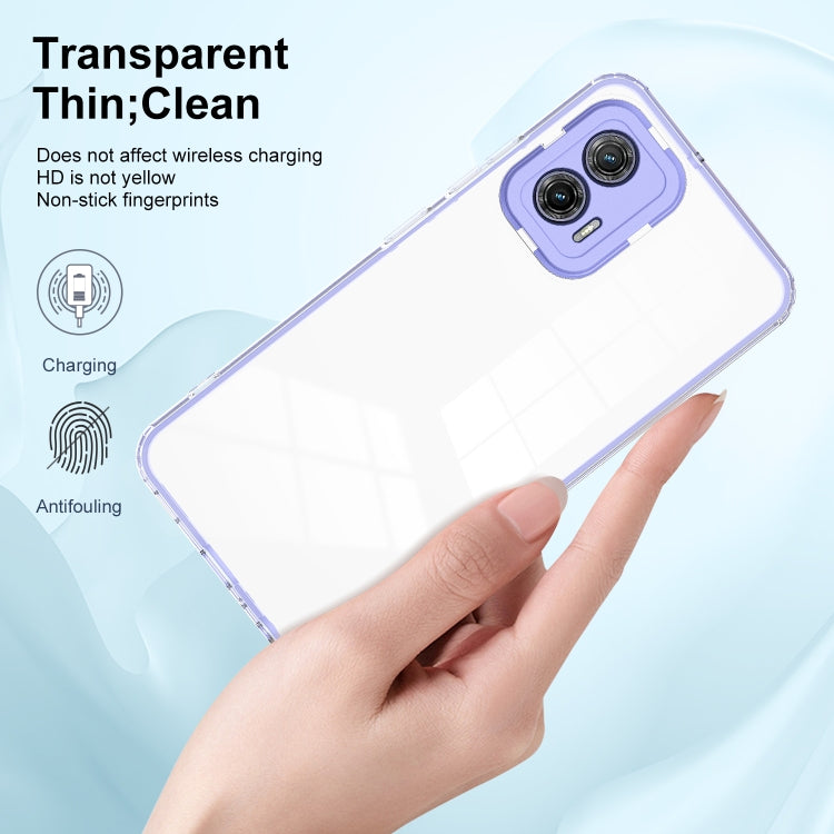 For Motorola Moto G73 3 in 1 Clear TPU Color PC Frame Phone Case