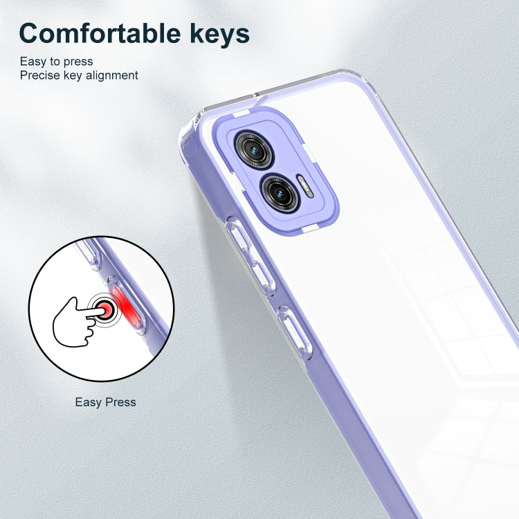 For Motorola Moto G73 3 in 1 Clear TPU Color PC Frame Phone Case