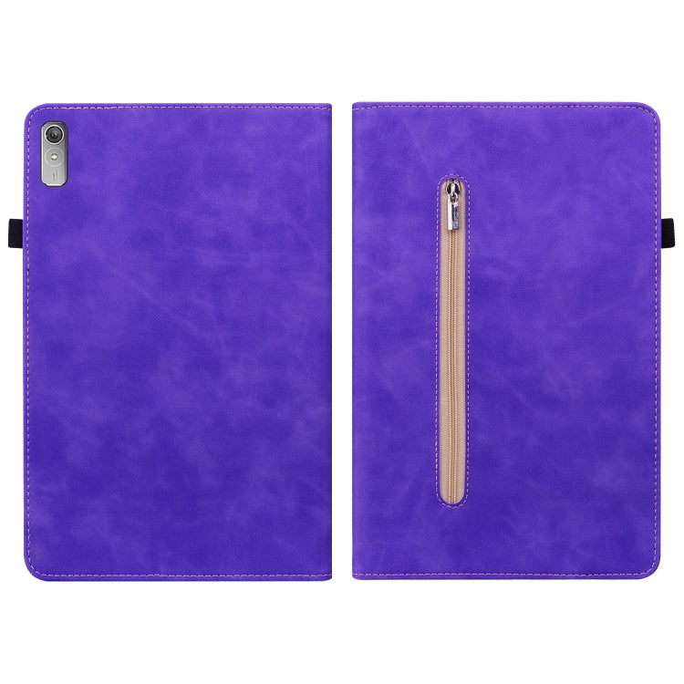 For Lenovo Tab P11 Gen 2 11.5 Skin Feel Solid Color Zipper Leather Tablet Case