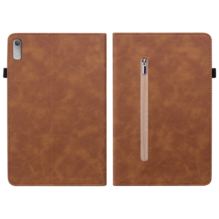 For Lenovo Tab P11 Gen 2 11.5 Skin Feel Solid Color Zipper Leather Tablet Case