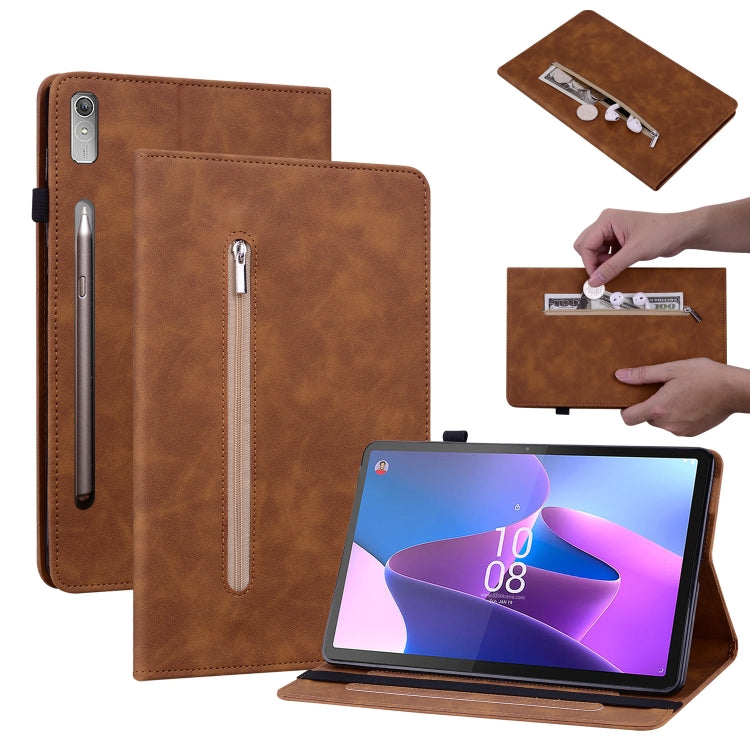For Lenovo Tab P11 Pro Gen 2 11.2 Skin Feel Solid Color Zipper Leather Tablet Case