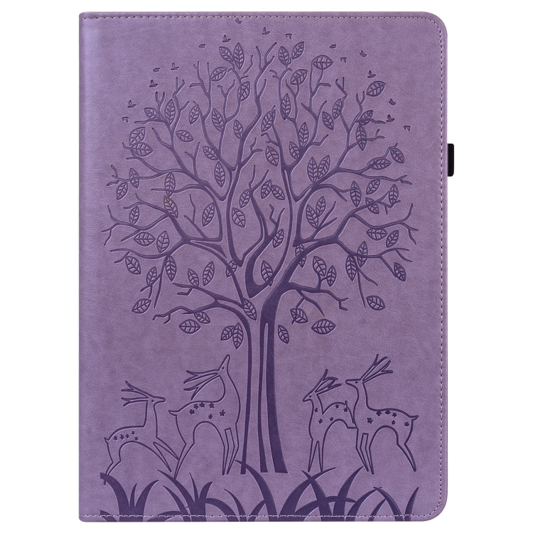 For Lenovo Tab M8 4th Gen TB-300FU Tree & Deer Pattern Embossed Leather Tablet Case