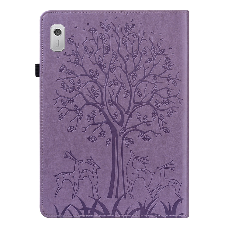 For Lenovo Tab M8 4th Gen TB-300FU Tree & Deer Pattern Embossed Leather Tablet Case