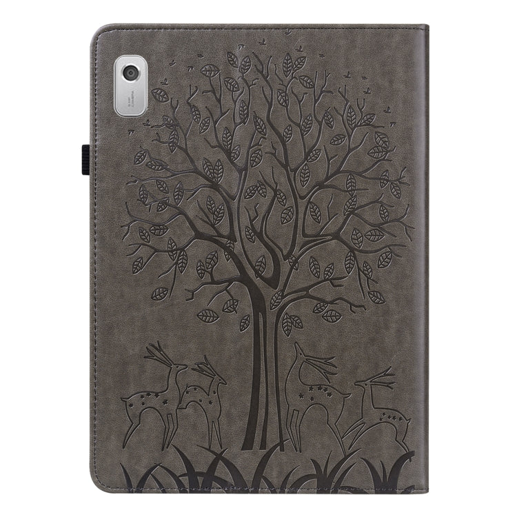 For Lenovo Tab M8 4th Gen TB-300FU Tree & Deer Pattern Embossed Leather Tablet Case