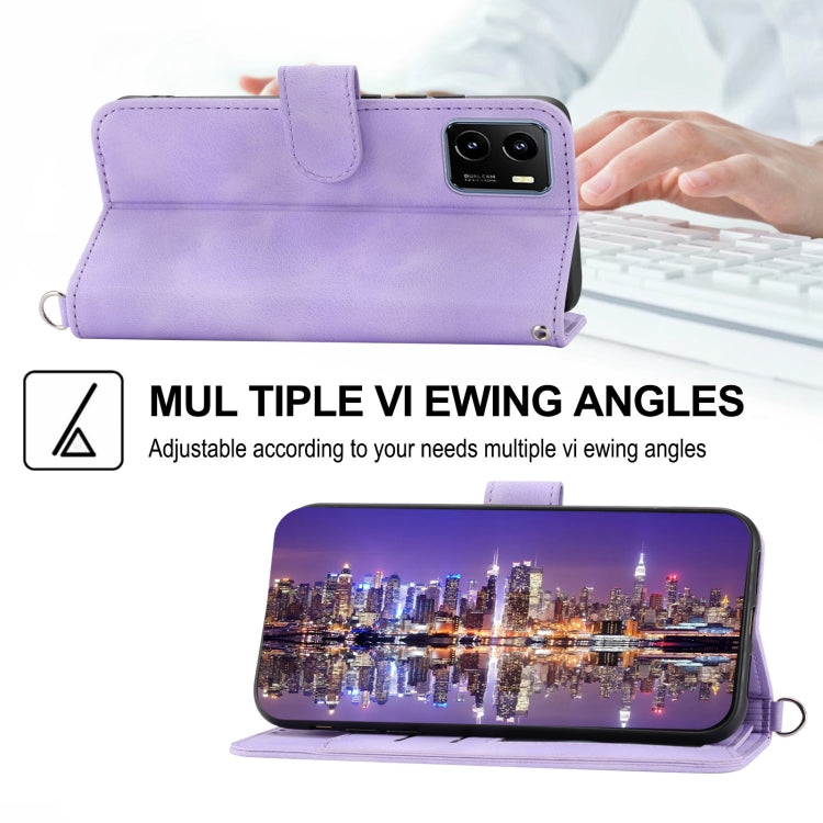 For vivo Y15s 2021 Skin-feel Flowers Embossed Wallet Leather Phone Case