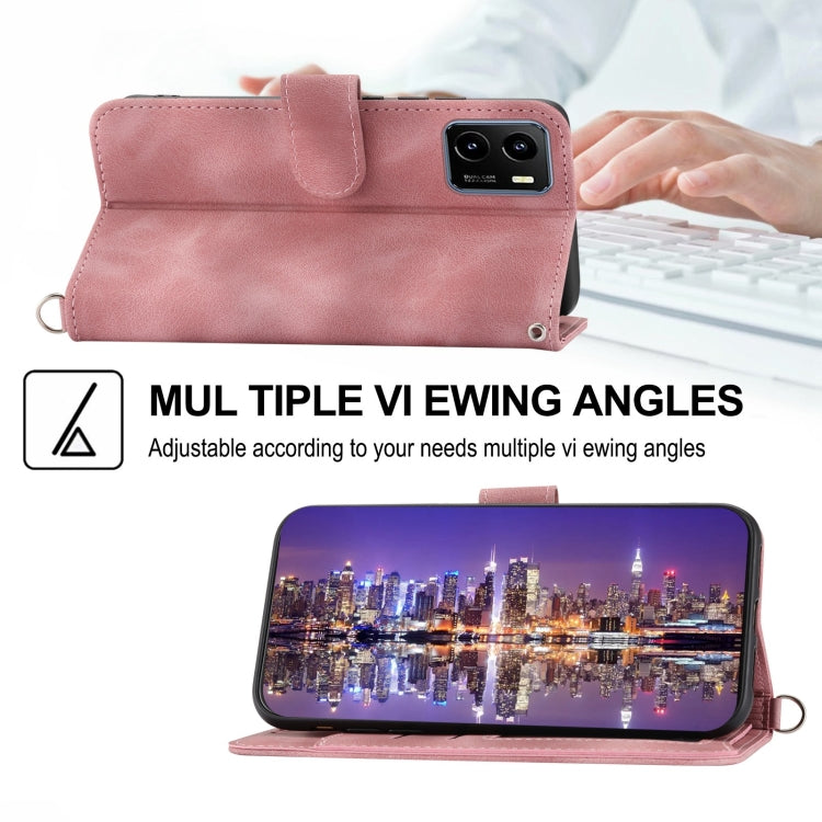 For vivo Y15s 2021 Skin-feel Flowers Embossed Wallet Leather Phone Case