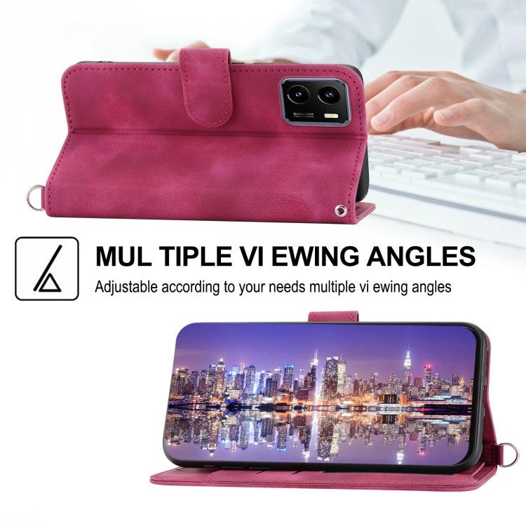 For vivo Y15s 2021 Skin-feel Flowers Embossed Wallet Leather Phone Case