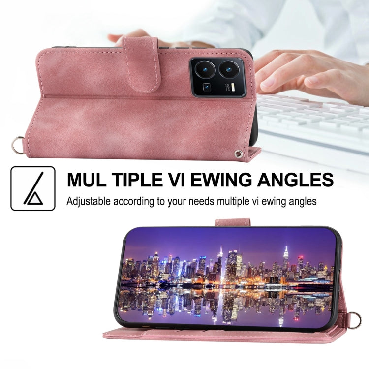 For vivo Y35 4G 2022 Skin-feel Flowers Embossed Wallet Leather Phone Case