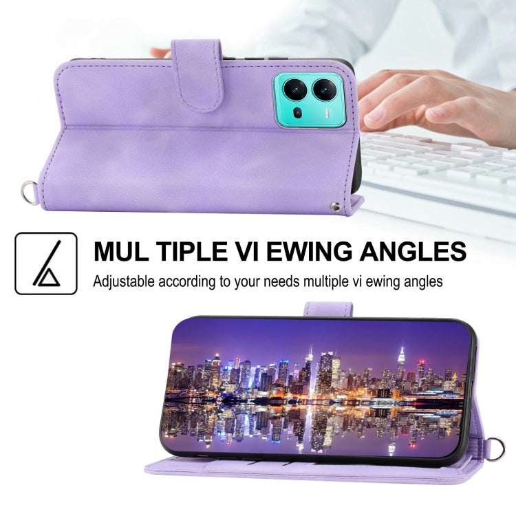 For vivo V25 5G Skin-feel Flowers Embossed Wallet Leather Phone Case