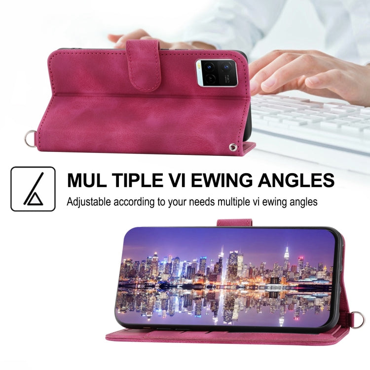 For vivo V21 2021 Skin-feel Flowers Embossed Wallet Leather Phone Case