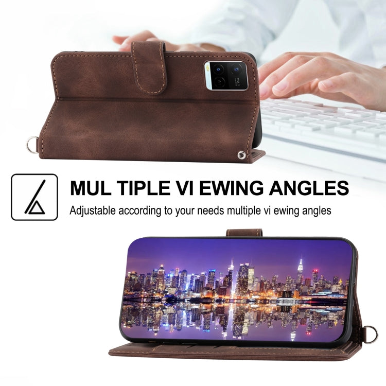 For vivo V21 2021 Skin-feel Flowers Embossed Wallet Leather Phone Case