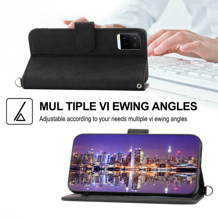 For vivo V21 2021 Skin-feel Flowers Embossed Wallet Leather Phone Case