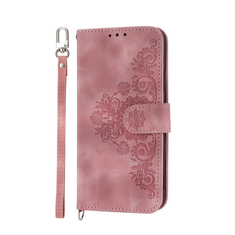 For Motorola Moto G Stylus 5G 2022 Skin-feel Flowers Embossed Wallet Leather Phone Case