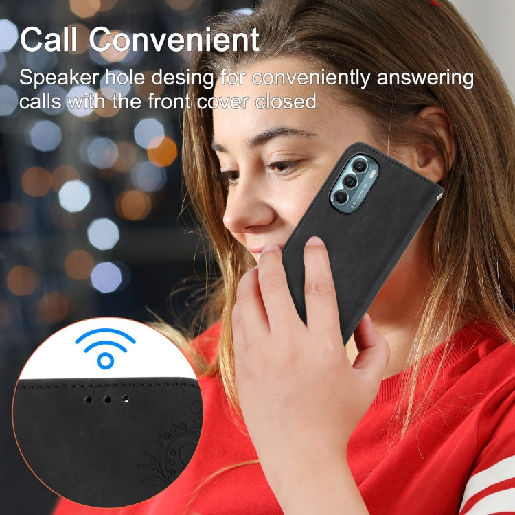 For Motorola Moto G Stylus 5G 2022 Skin-feel Flowers Embossed Wallet Leather Phone Case