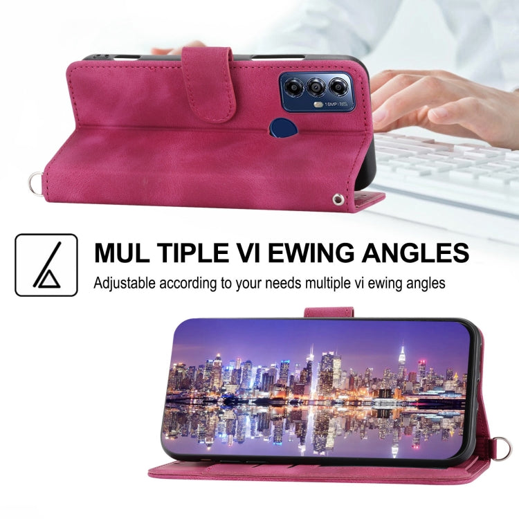 For Motorola Moto G Play 2023 Skin-feel Flowers Embossed Wallet Leather Phone Case