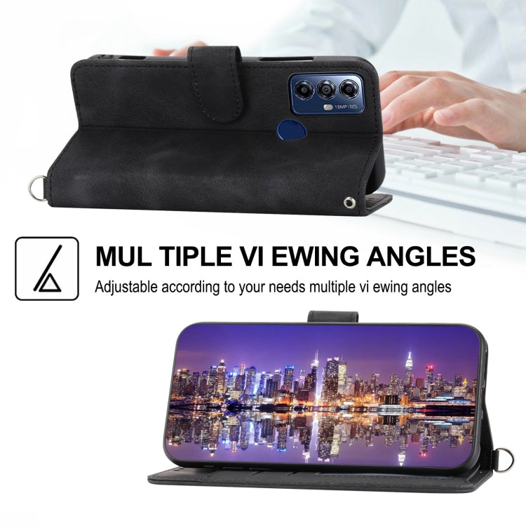 For Motorola Moto G Play 2023 Skin-feel Flowers Embossed Wallet Leather Phone Case