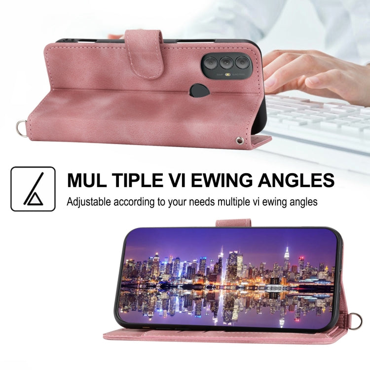 For Motorola Moto G Power 2022 Skin-feel Flowers Embossed Wallet Leather Phone Case