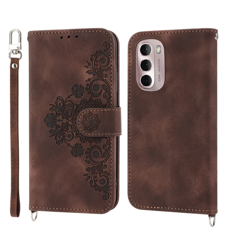 For Motorola Moto G Stylus 2022 Skin-feel Flowers Embossed Wallet Leather Phone Case
