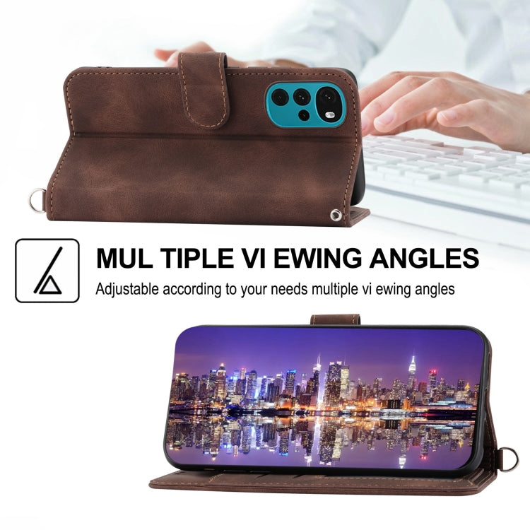 For Motorola Moto G22 Skin-feel Flowers Embossed Wallet Leather Phone Case