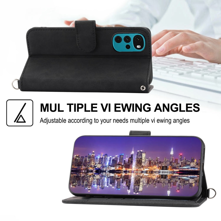 For Motorola Moto G22 Skin-feel Flowers Embossed Wallet Leather Phone Case