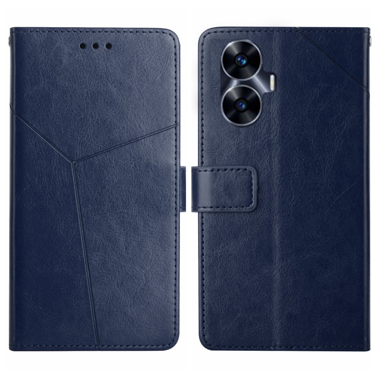 For Realme C55 HT01 Y-shaped Pattern Flip Leather Phone Case