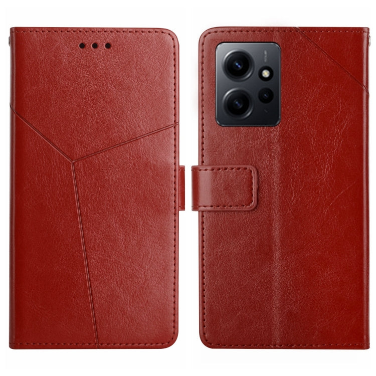 For Xiaomi Redmi Note 12 4G Global HT01 Y-shaped Pattern Flip Leather Phone Case