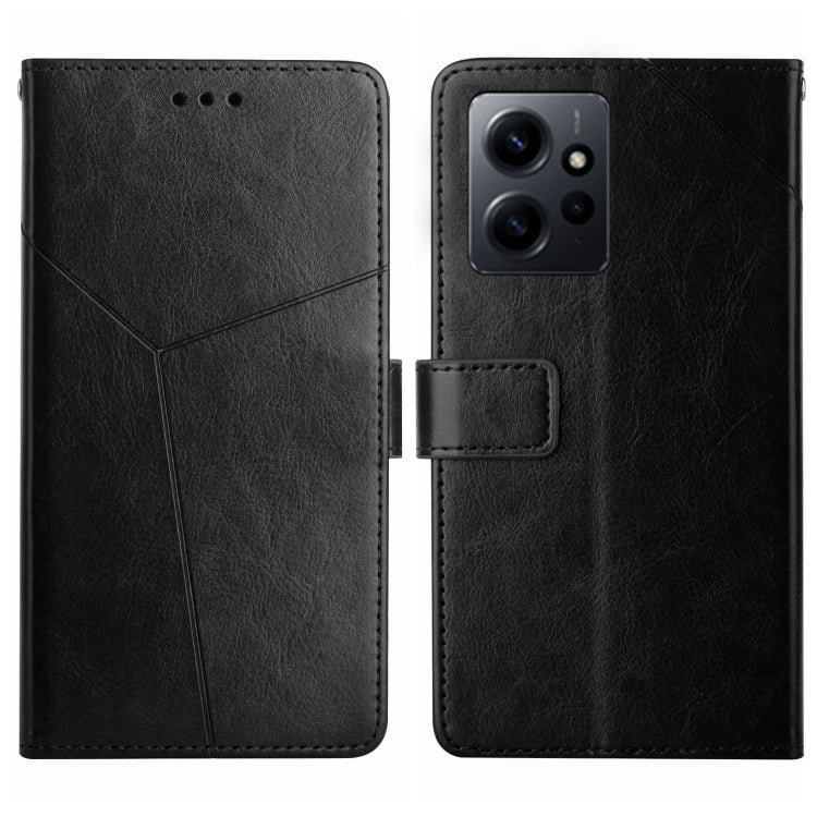 For Xiaomi Redmi Note 12 4G Global HT01 Y-shaped Pattern Flip Leather Phone Case