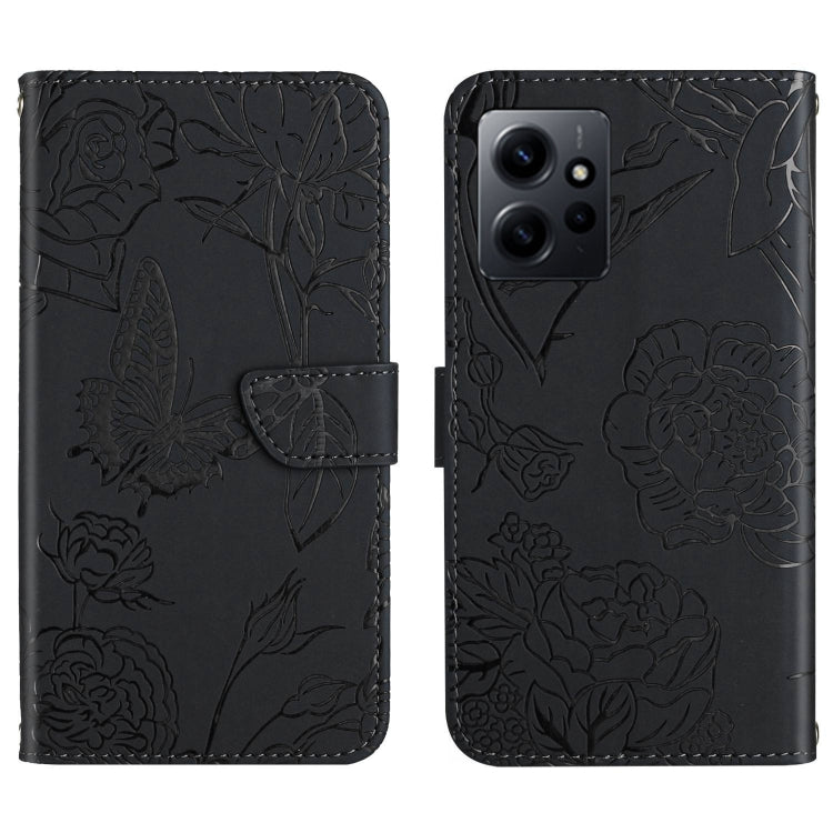 For Xiaomi Redmi Note 12 4G Global HT03 Skin Feel Butterfly Embossed Flip Leather Phone Case