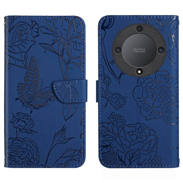 For Honor X9a 5G / Magic5 Lite HT03 Skin Feel Butterfly Embossed Flip Leather Phone Case