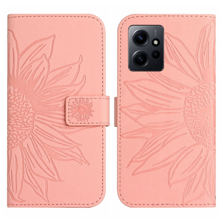 For Xiaomi Redmi Note 12 4G Global Skin Feel Sun Flower Embossed Flip Leather Phone Case with Lanyard