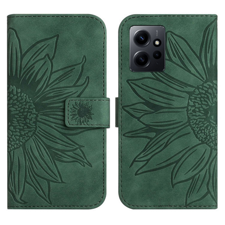 For Xiaomi Redmi Note 12 4G Global Skin Feel Sun Flower Embossed Flip Leather Phone Case with Lanyard