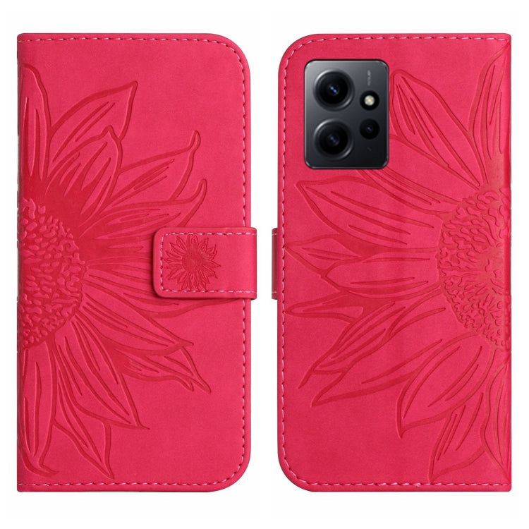 For Xiaomi Redmi Note 12 4G Global Skin Feel Sun Flower Embossed Flip Leather Phone Case with Lanyard