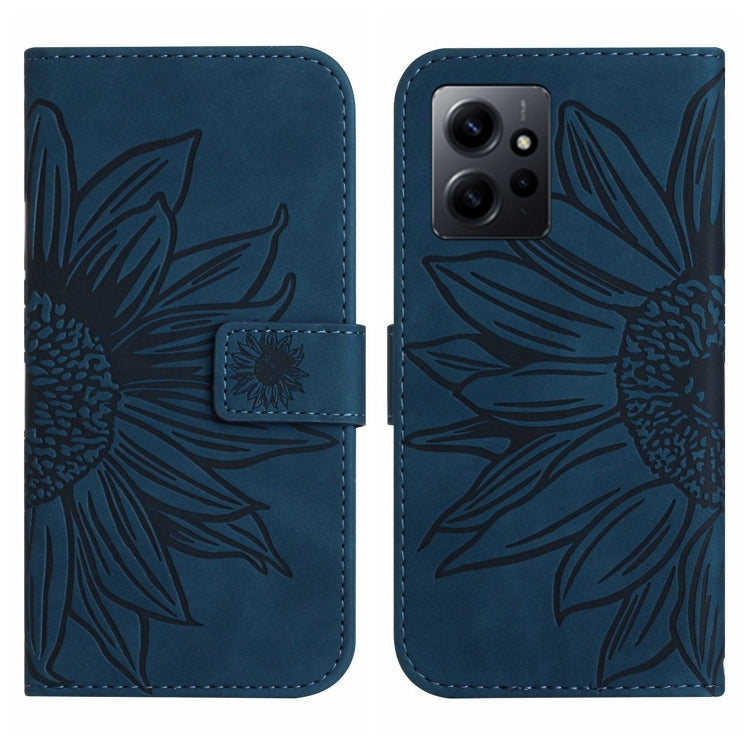 For Xiaomi Redmi Note 12 4G Global Skin Feel Sun Flower Embossed Flip Leather Phone Case with Lanyard