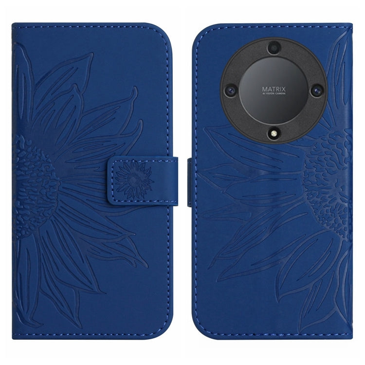 For Honor X9a 5G / Magic5 Lite Skin Feel Sun Flower Embossed Flip Leather Phone Case with Lanyard