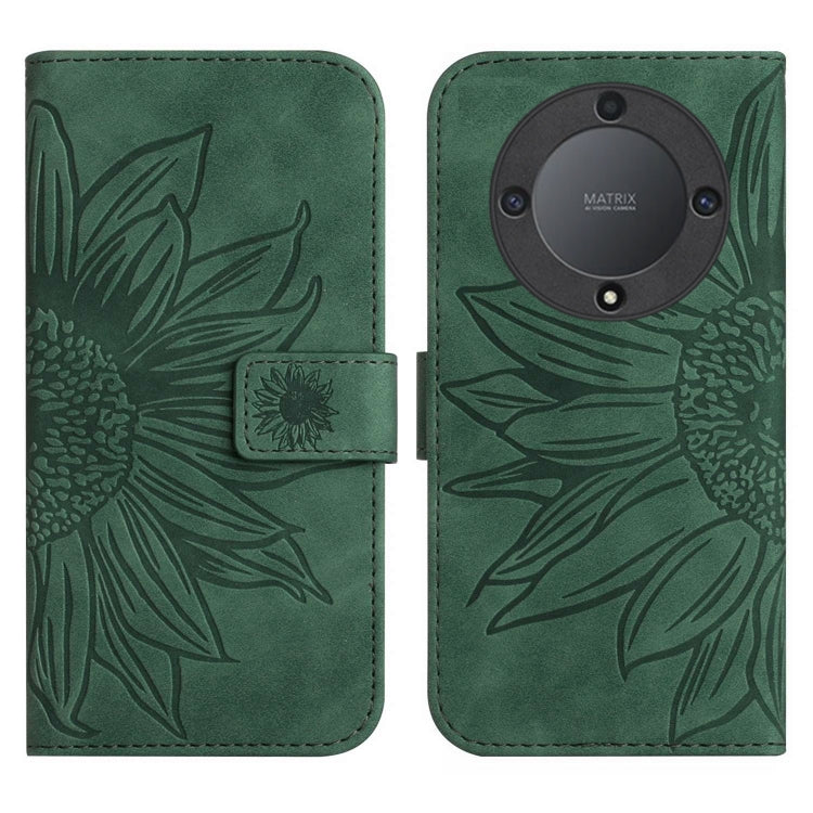 For Honor X9a 5G / Magic5 Lite Skin Feel Sun Flower Embossed Flip Leather Phone Case with Lanyard