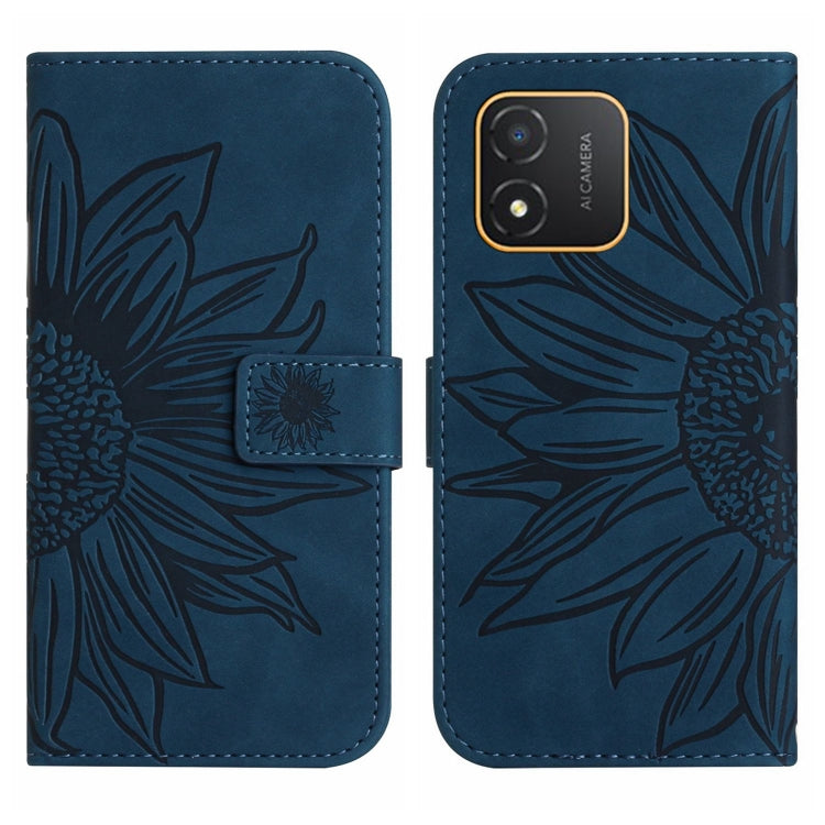 For Honor X5 4G Skin Feel Sun Flower Embossed Flip Leather Phone Case with Lanyard