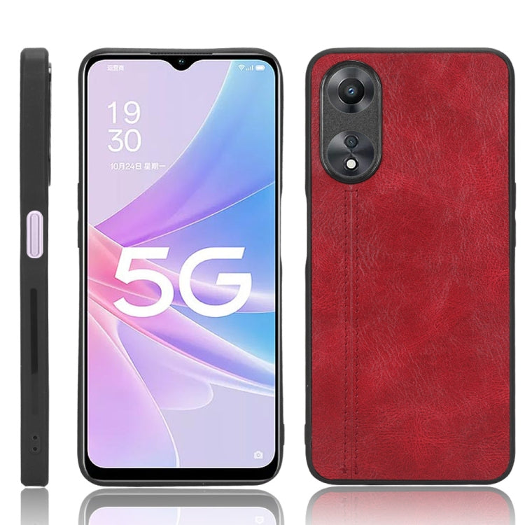 For OPPO A58 5G Sewing Cow Pattern Skin PC + PU + TPU Phone Case