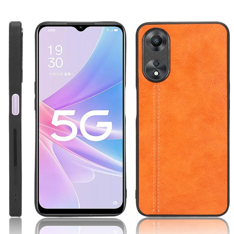 For OPPO A58 5G Sewing Cow Pattern Skin PC + PU + TPU Phone Case