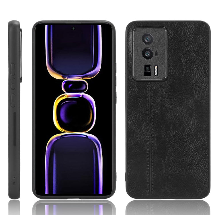 For Xiaomi Redmi K60 5G Sewing Cow Pattern Skin PC + PU + TPU Phone Case