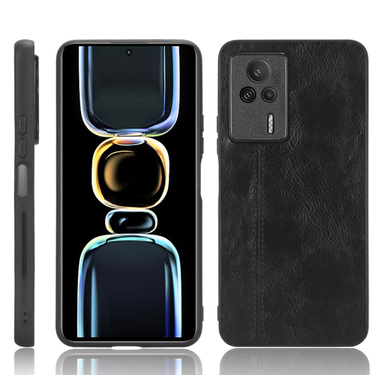 For Xiaomi Redmi K60E 5G Sewing Cow Pattern Skin PC + PU + TPU Phone Case